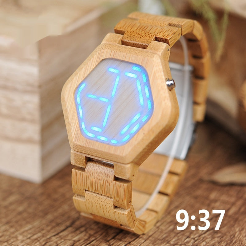 Montre analogique classique Quartz en bois
