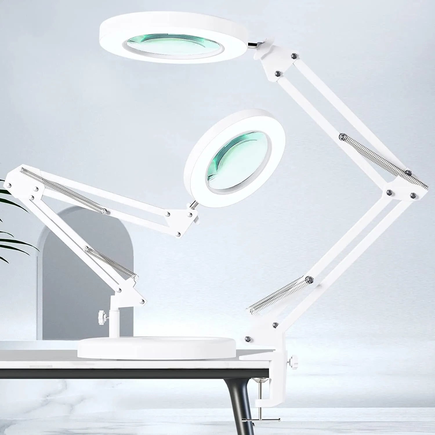 Amplificateur de bureau de verre lampe LED loupe lampe de lecture avec base et pince