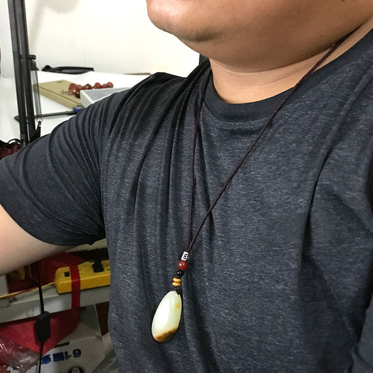 Naturel Hetian Jade Russet Skin Seed Stone Pendentif Afghanistan White Jade Pebble Collier