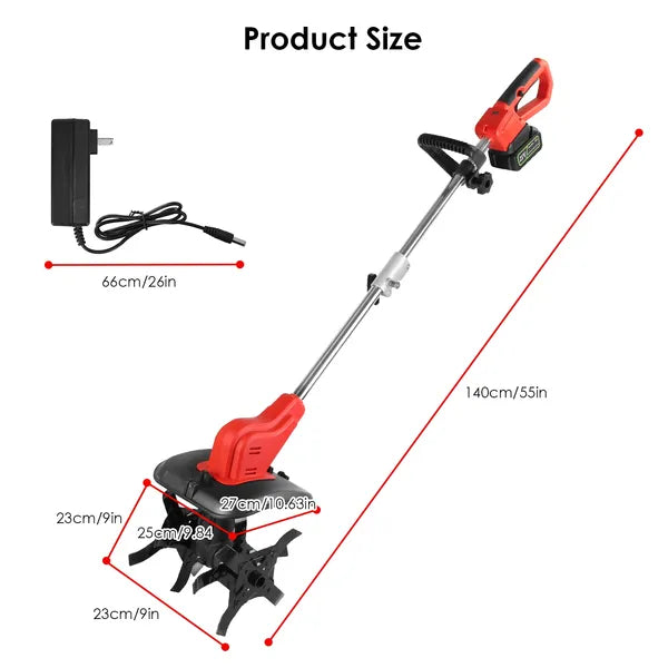 21V Cultivateur électrique sans fil Tiller Powered Garden Tiller avec 4 lames 16 acier Tines
