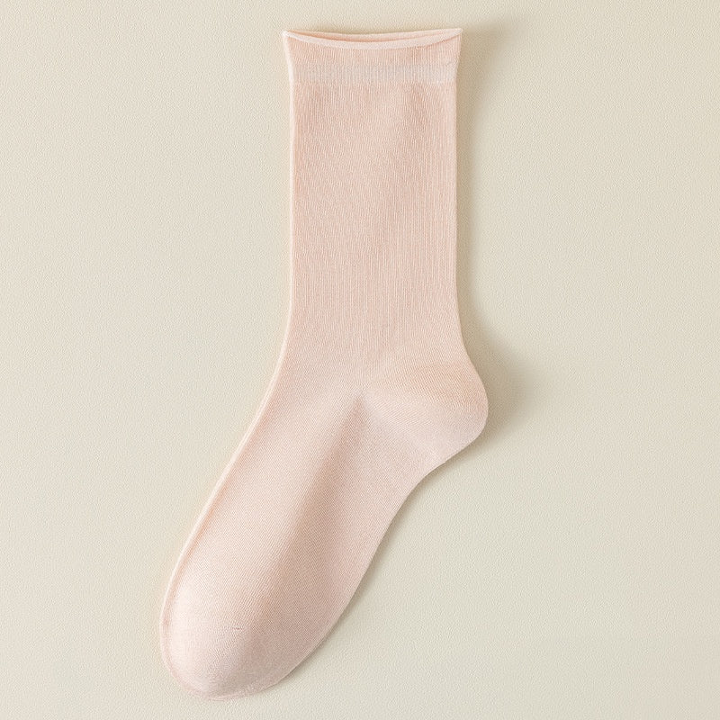 Springsummer Chaussettes mi-calf pour femmes en soie