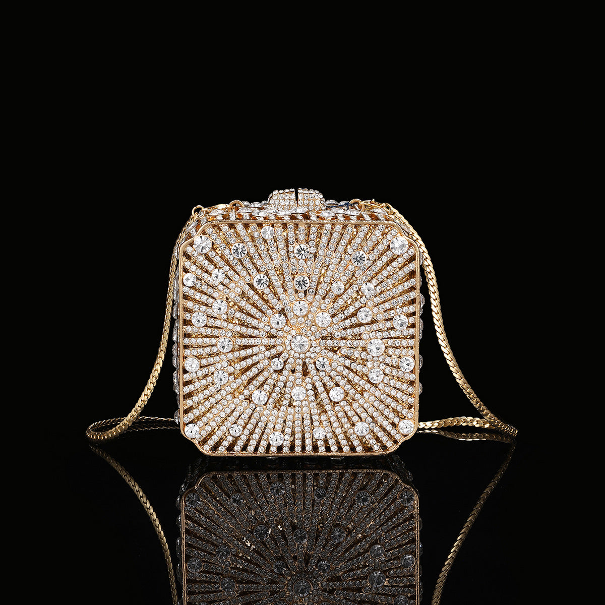 Sac de soirée en strass de bouteille de champagne brillant brillant haut de gamme