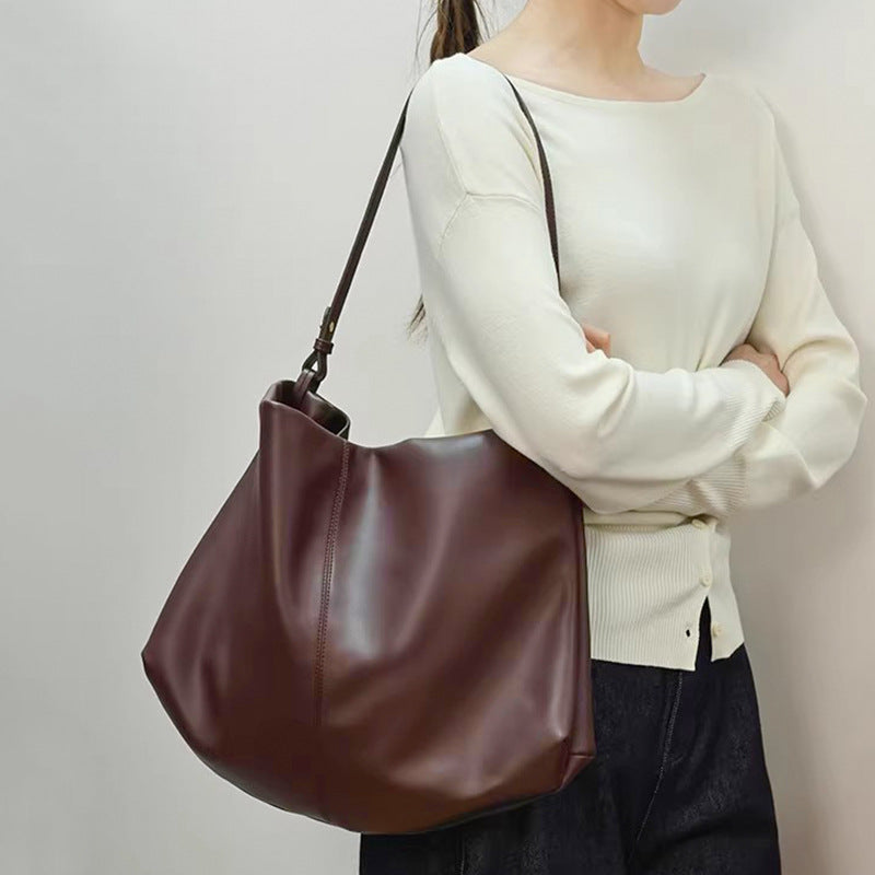 Sac sous-arm en cuir véritable en navette Sac de corps en cuir souple