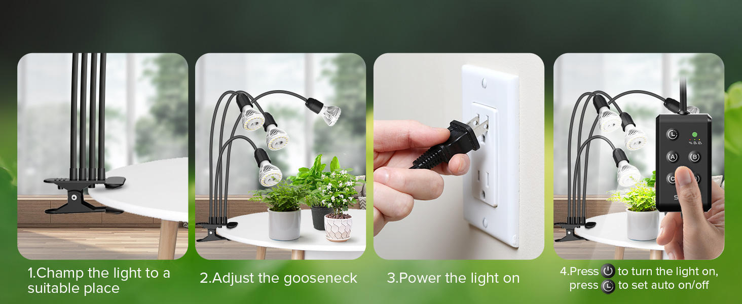 LED Grow lumières pour les plantes intérieures temps ensemble 600W plein spectre Gooseneck Clip Plant Grow Lig