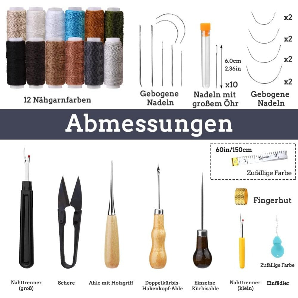 Kit de couture en cuir: Ensemble complet avec 25 aiguilles