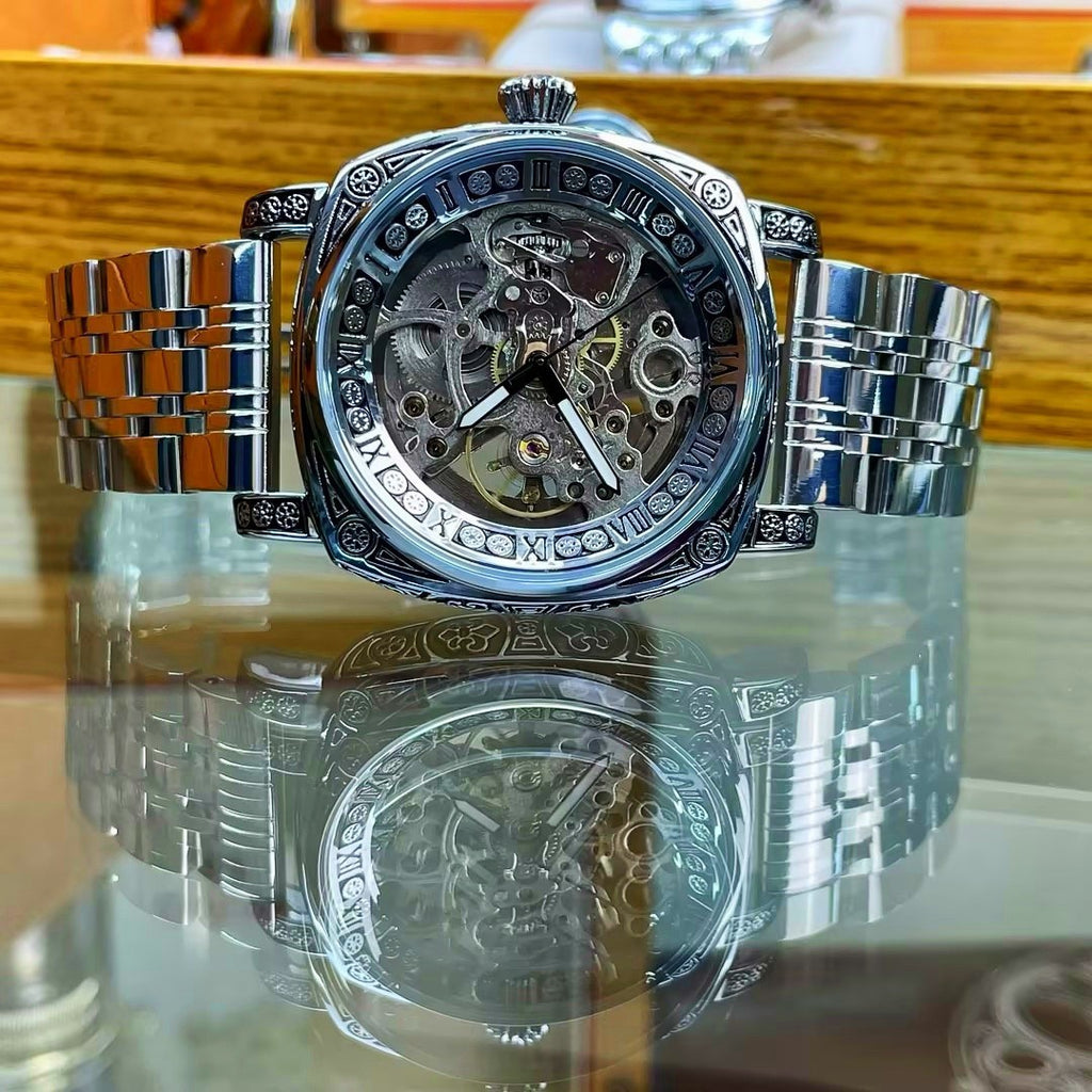 Relief-coupée Montre mécanique entièrement automatique pour hommes