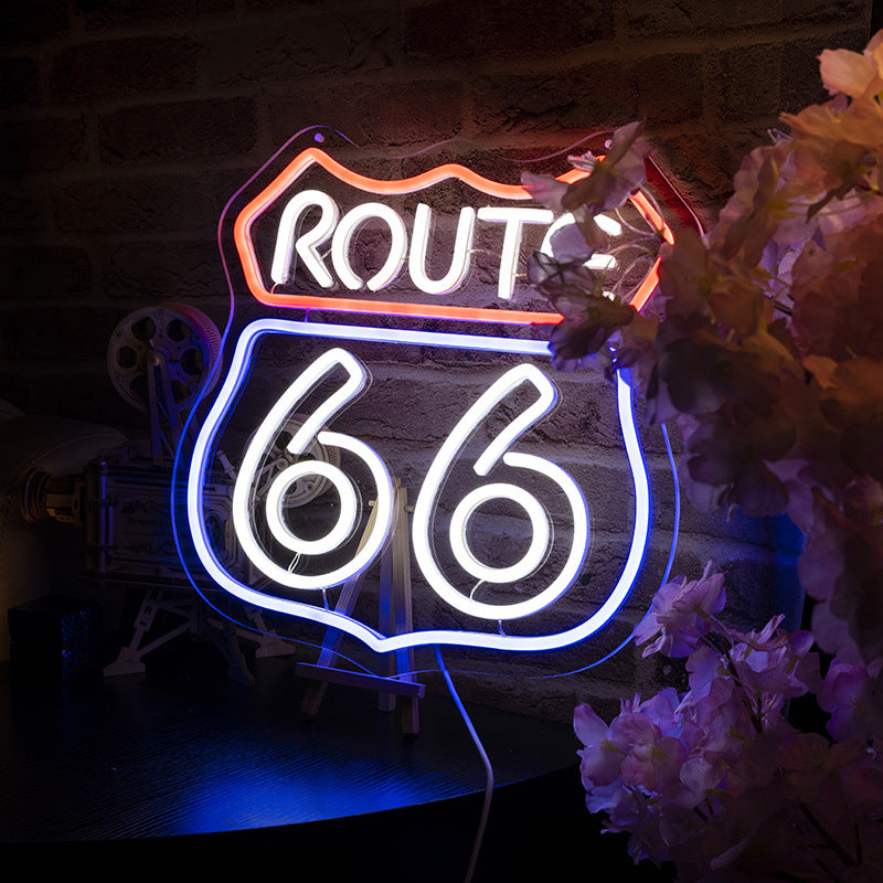 66 Highway Neon LED Glow créatif