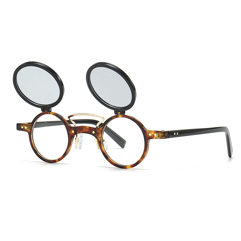Lunettes de soleil Cadre beige rond