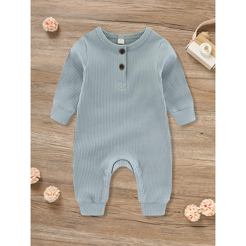 3-Pack Nouveau-nés Bébés Garçons & Filles Longue Manches Ribbed Romper Soft Button Front Jump