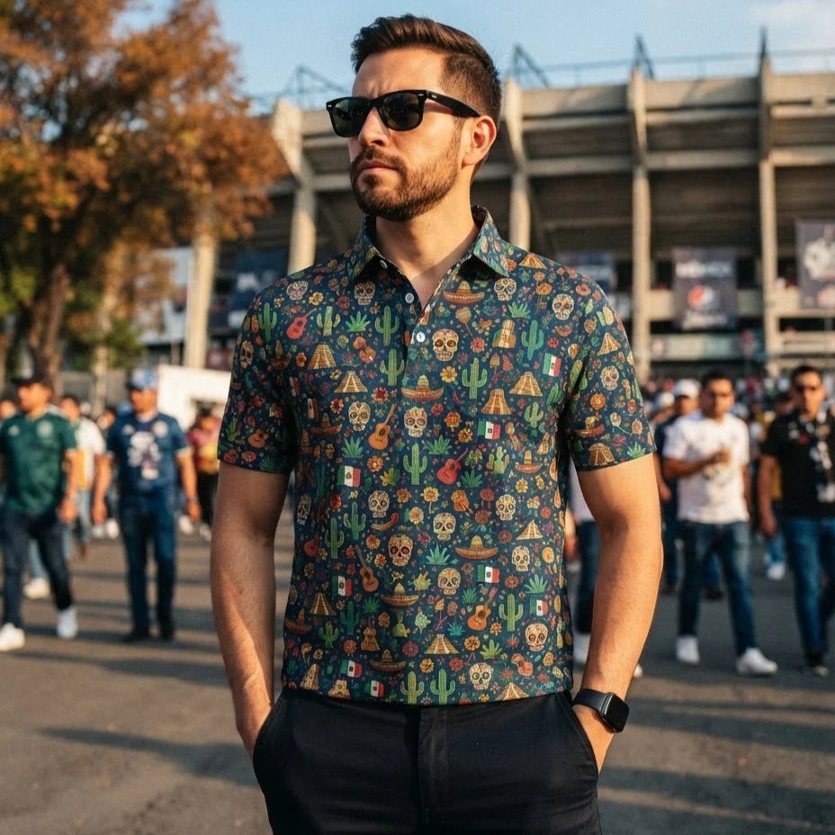 Polo homme avec drapeau national et manches courtes