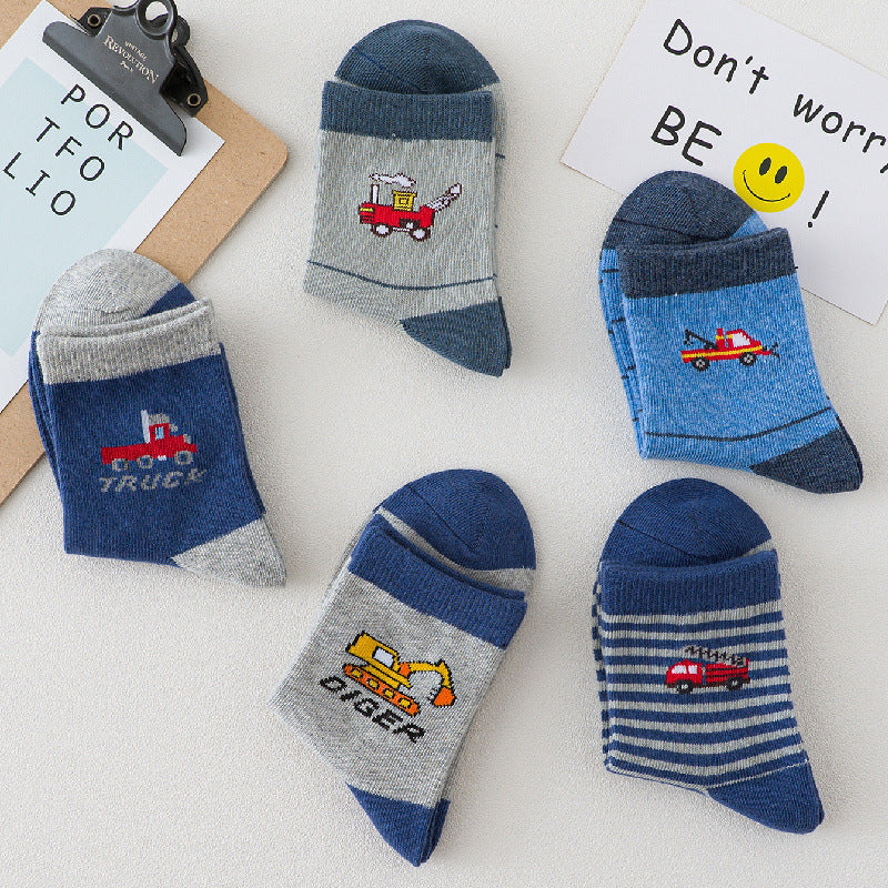 Chaussettes de caricature garçon printemps et automne en coton