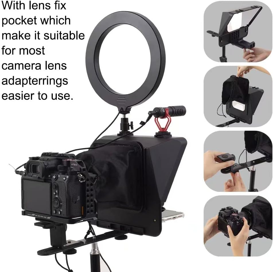 Smartphone portable SLR Caméra Teleprompter avec Mobile Phone Holder Télécommande Vidéo