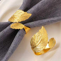 Ensemble de table d'hôtel Golden Leaf Metal Napkin Ring
