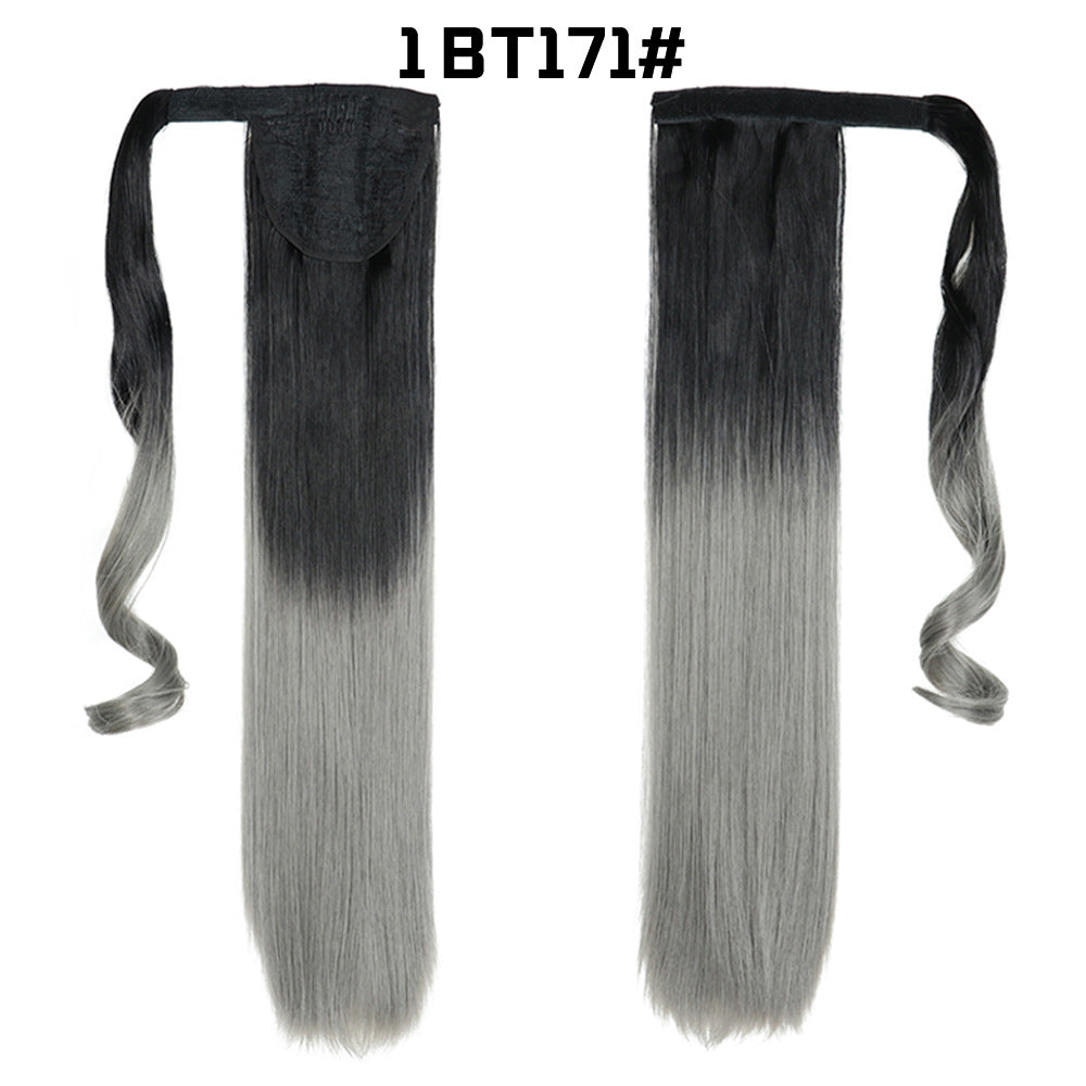 European And American Long Straight Cheveux Velcro Ponytail
