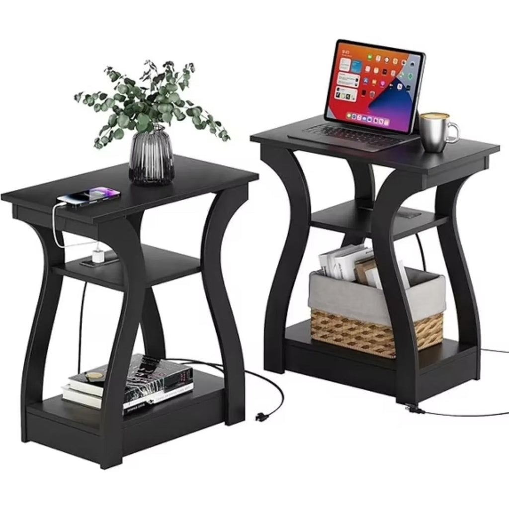 Table de chevet 3-Tier avec station de recharge