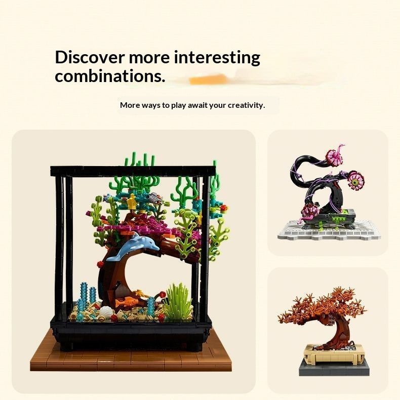 Potté accueillant Pine Creative Bonsai Orchid Assemblage Block Toy