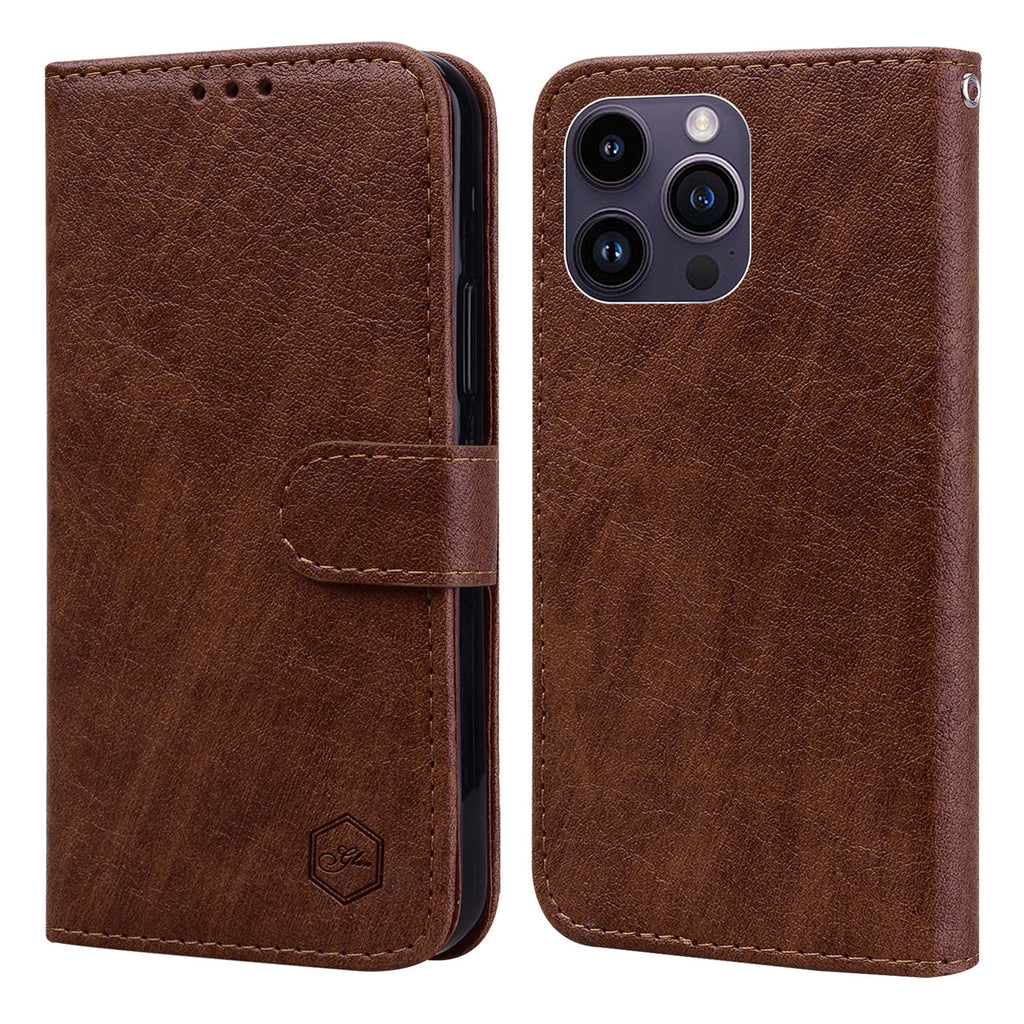 Solid Color Cloud Oil Leather Mobile Phone Leather Case Flip Protective Cover