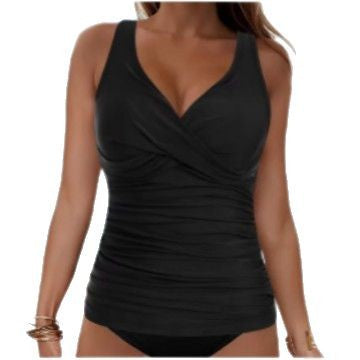 Haut de maillot de bain Crossover col V avec paillettes réglables