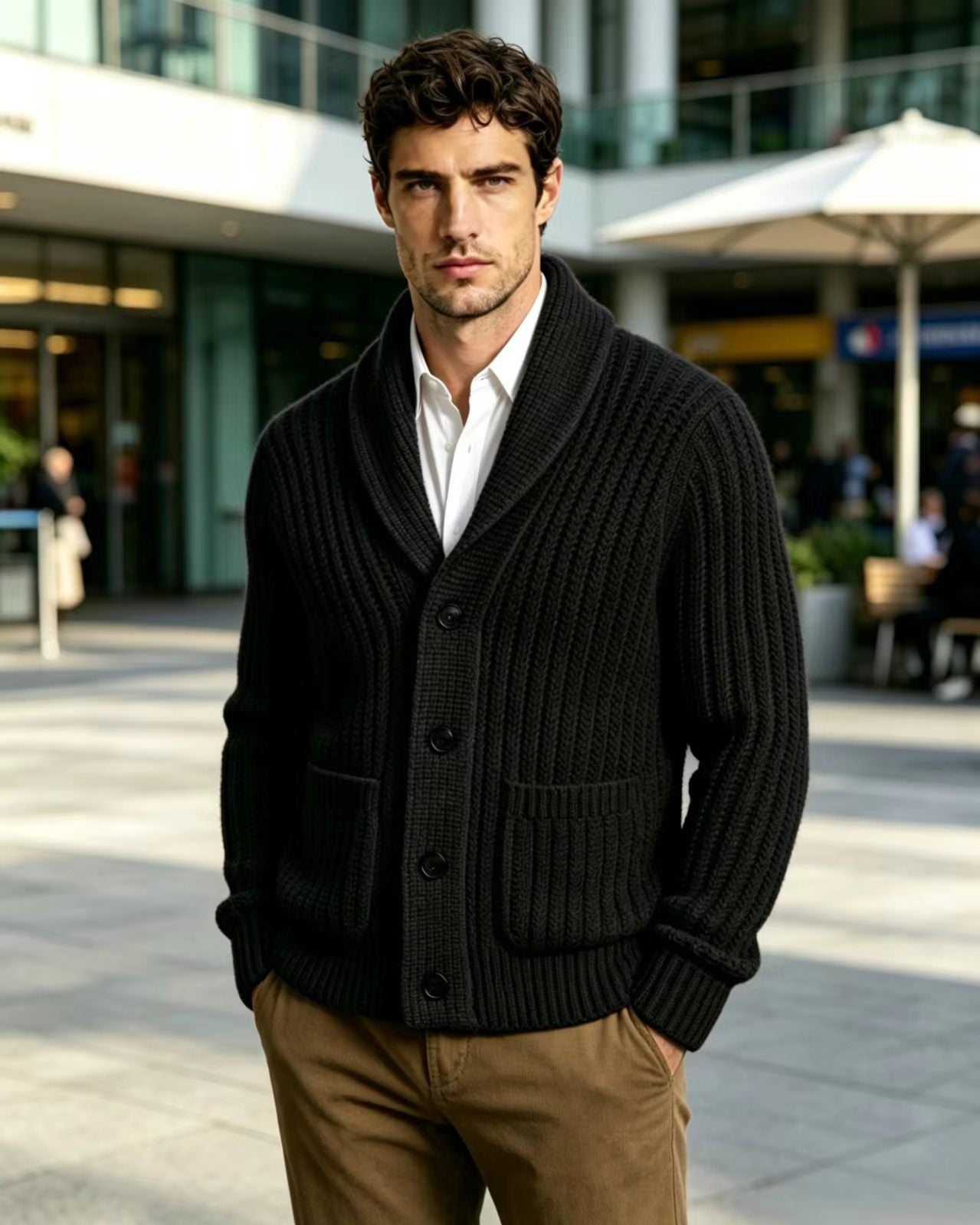 Veste de cardigan rayé pour hommes