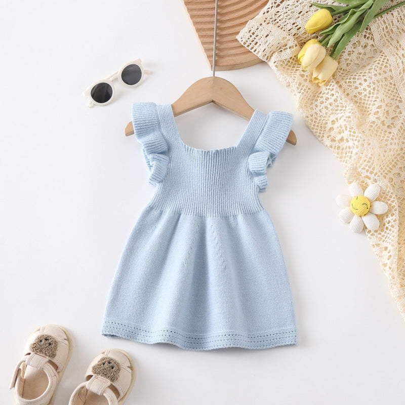 Robe de selle à cordes de filles à manches volantes