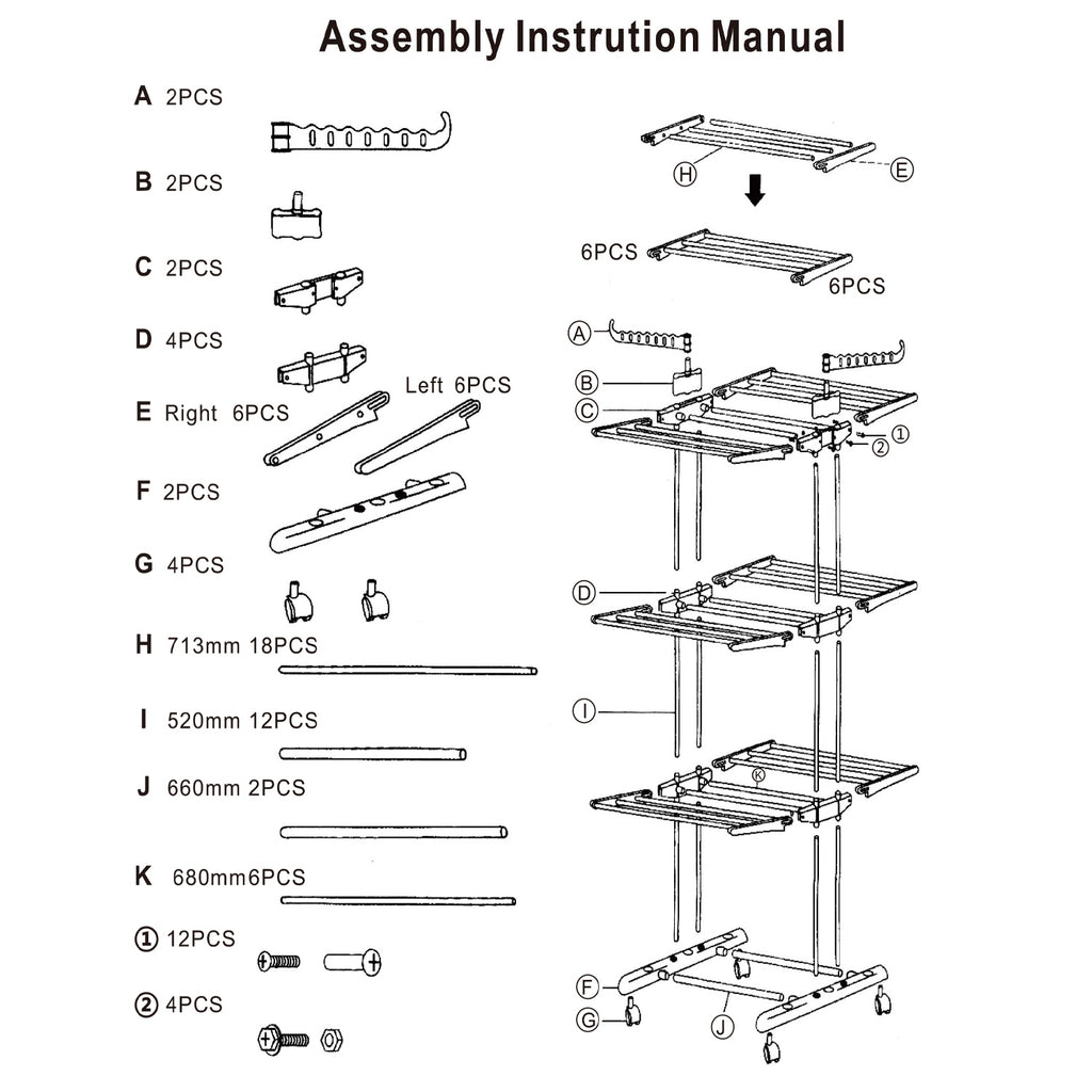 1Pc Vêtements Séchage Rack Rolling Lave-linge Collapsible Suspension rail Shelve Wardrob