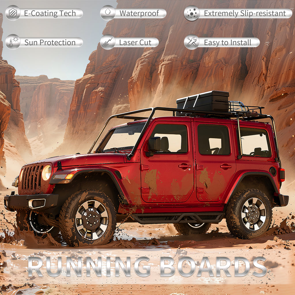 Planches de course Nerf Barres marches latérales pour 07-18 Jeep Wrangler JK Unlimited 4 Door