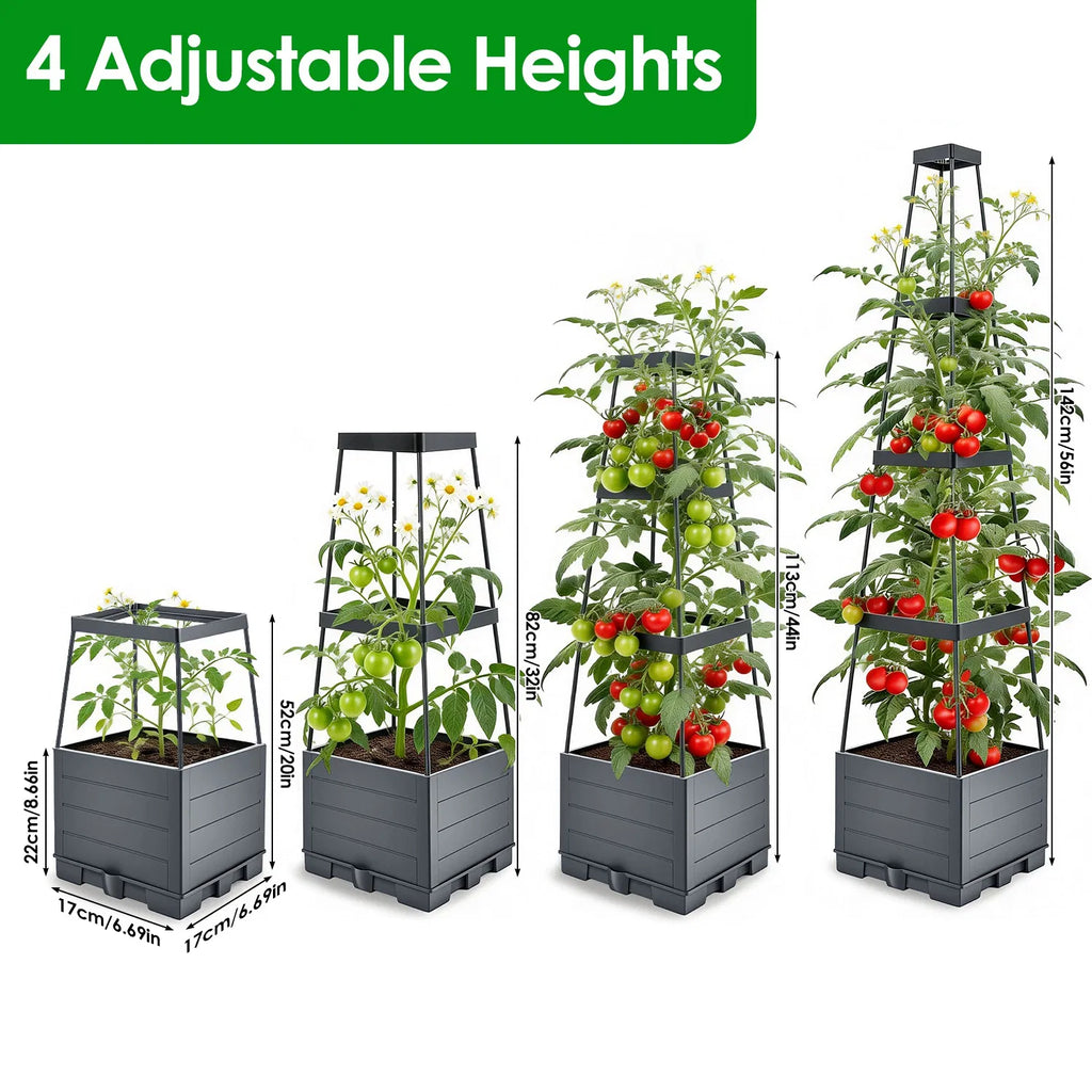 Planteur de Trellis réglable en hauteur de 4 dimensions avec réservoir auto-aqueduc 2L