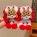 Style chinois Lion danse Bow-tie Tassel Pom-pom Clip cheveux pour les enfants