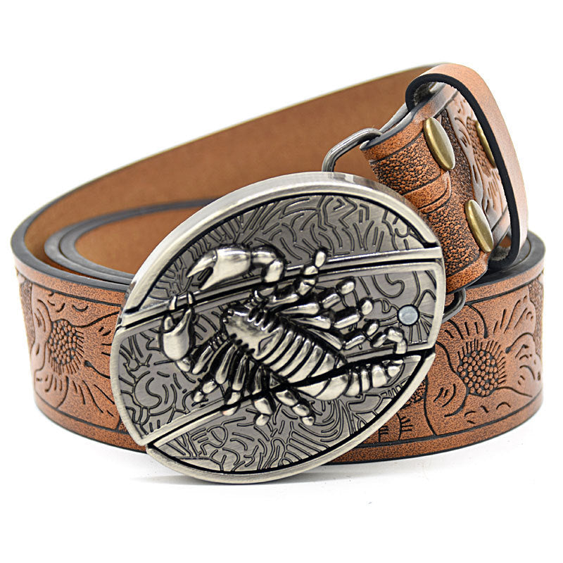 Personnalité Étudiant Trendy Printing Gravure Smooth Buckle Knife Embossing Belt