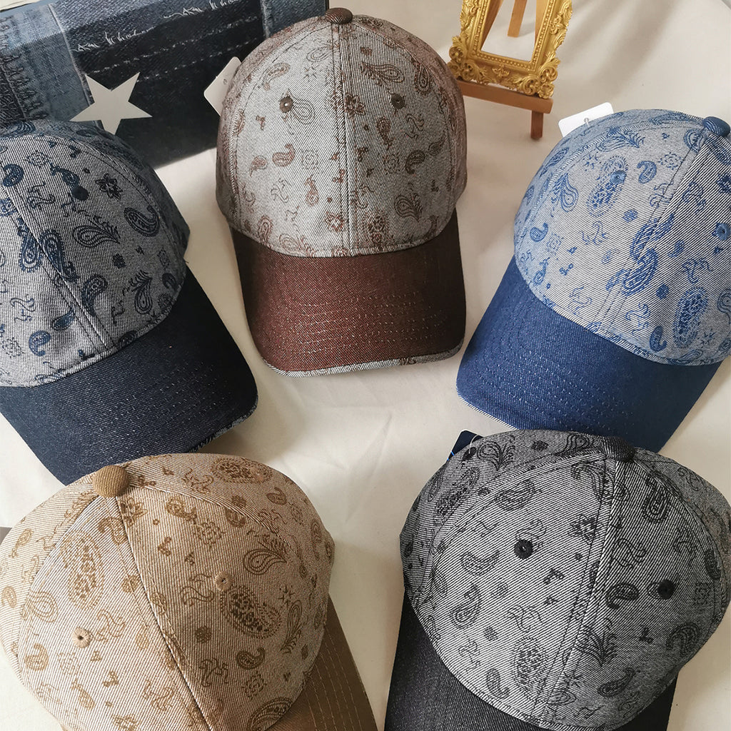 Retro Cashew Flower Patterned Patchwork Casquette de baseball avec Paisley Pr lassée