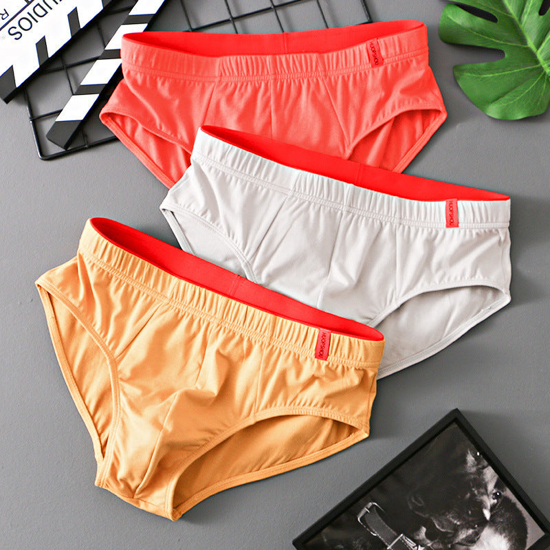 Triangle de coton couleur pure Triangle taille basse Respirant Triangle de sous-vêtements pour hommes