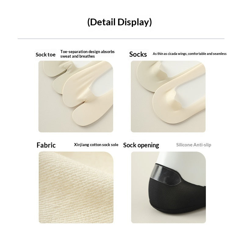 Chaussettes de bateau antidérapantes invisibles en silicone