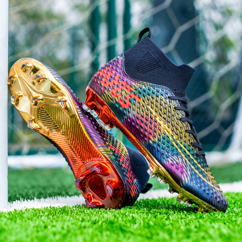 Entraînement en plein air pour hommes Chaussures de soccer de bas plaqué or