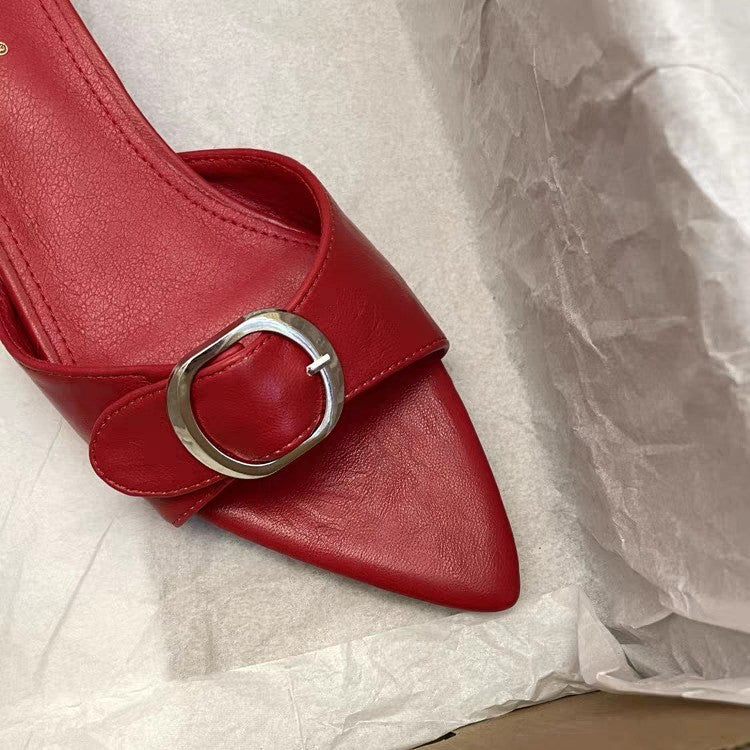 Femmes Sexy Stiletto pointu bouche de poisson une-sangle diapositives