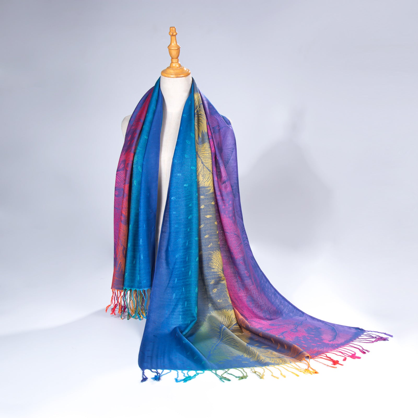 Écharpe de cou coloré à la plume, style ethnique Automne-hiver