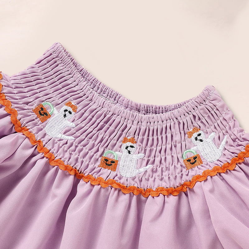 Bébé Bébé Filles Robe d'Halloween Robe de Broderie Ghost avec Robe de Déguisement de Fête du Bandeau