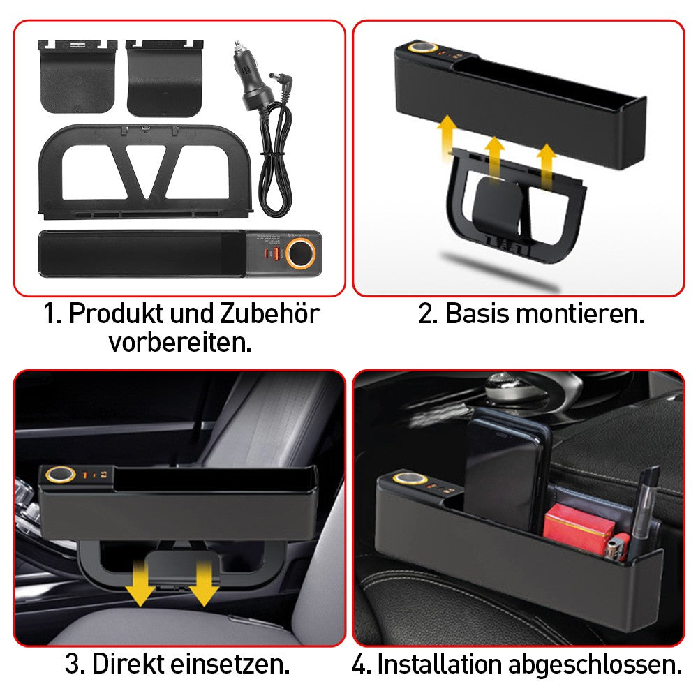 Siège de voiture Gap Filler Boîte de rangement de poche Organisateur avec câble de recharge double pour les clés de téléphone W