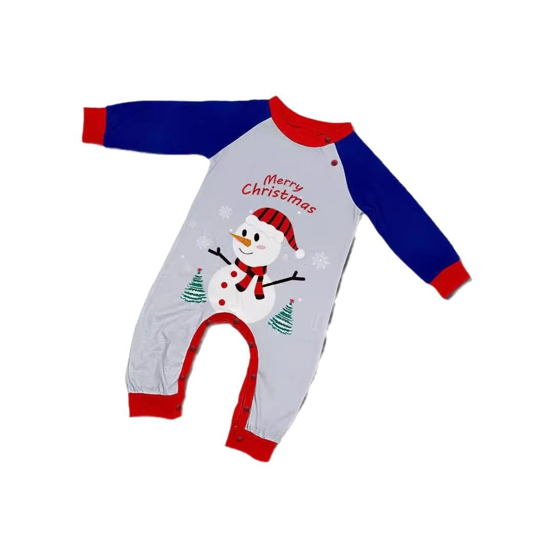 Snowman Snowflake Lettre Caricature Noël Parent-enfant Imprimé Homewear Pajamas