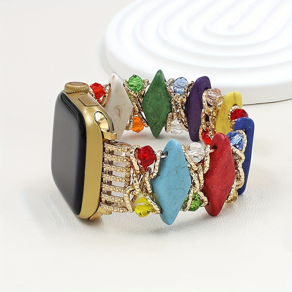 Bracelet de montre élastiquée à la mode Diamond-Pattern Turquoise