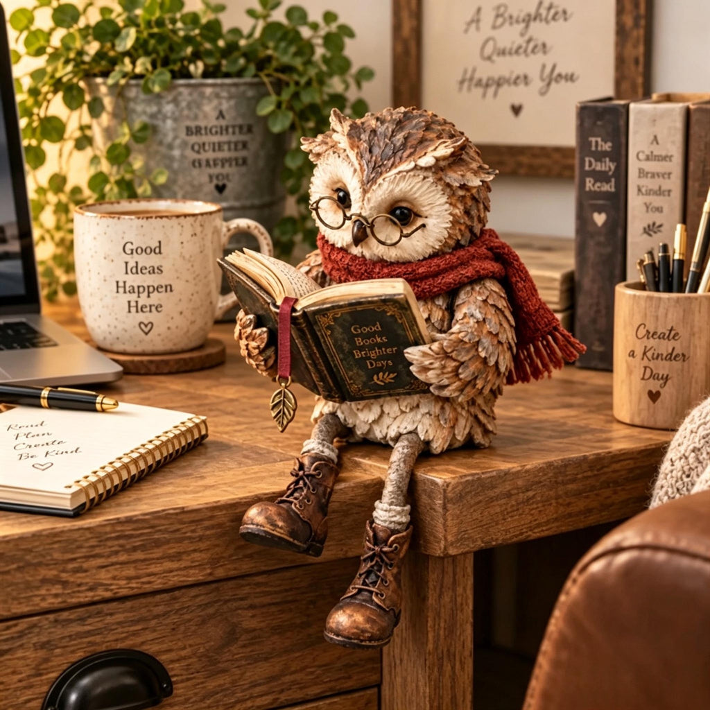 Figurine de la Chouette de lecture Style rustique