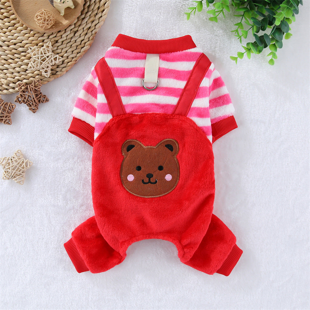 Vêtements de quatre jambes en flanelle épaississante pour animaux de compagnie