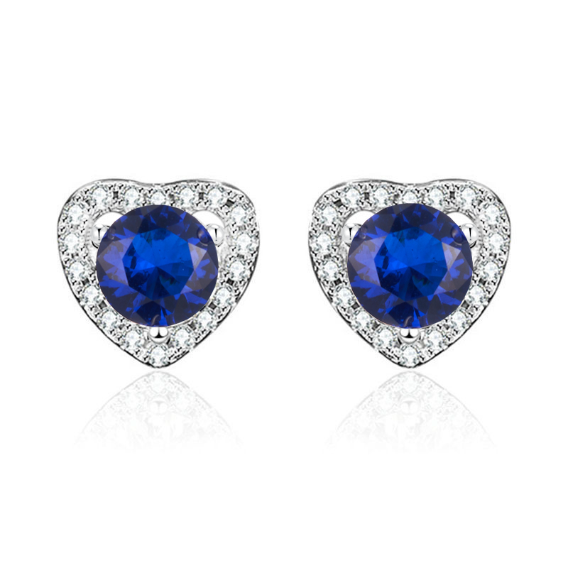 S925 Boucles d'oreilles en halo-tiges en argent sterling