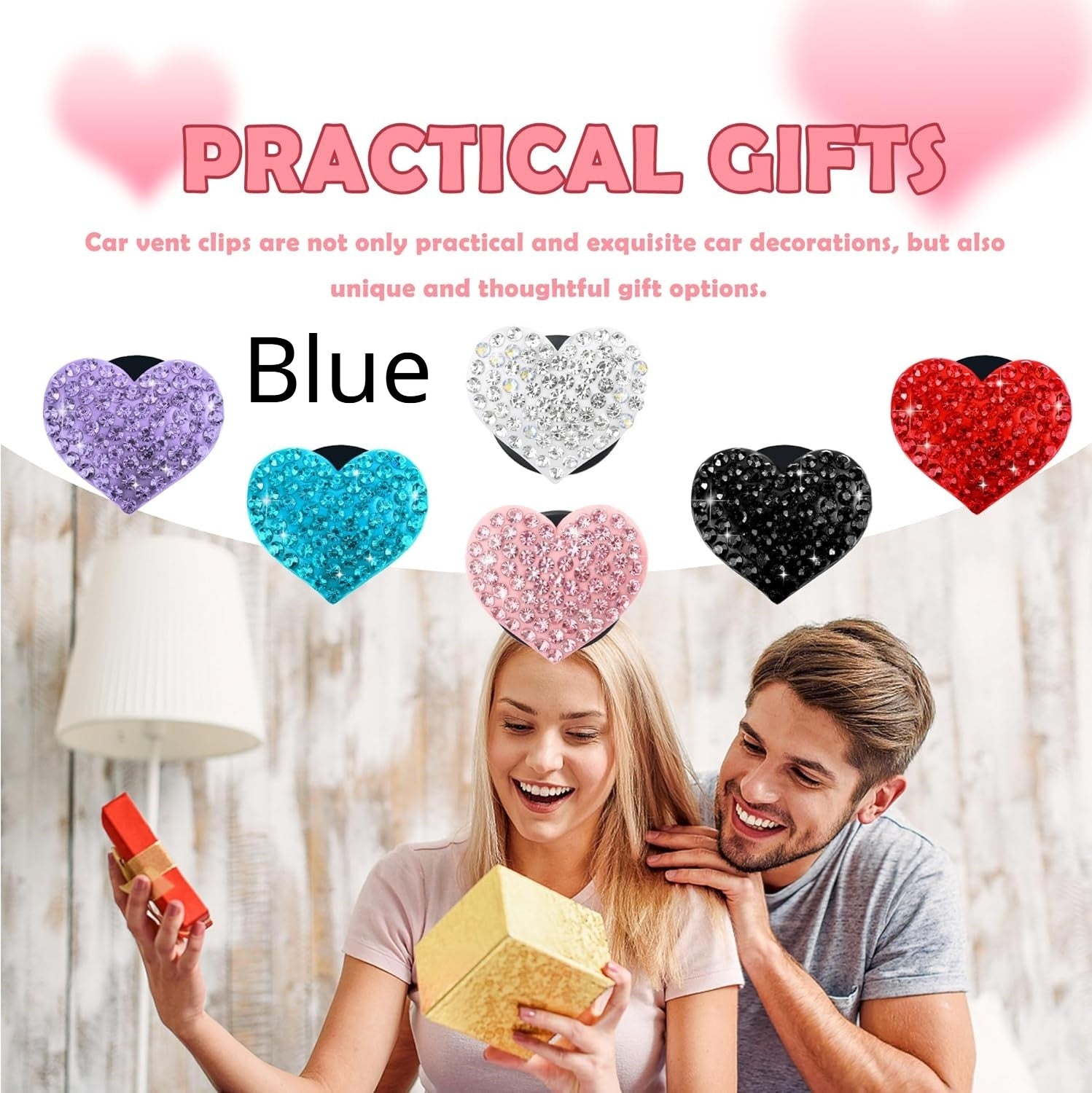 Resin Heart Strass Car Air Vent Perfume Clip