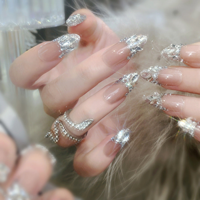 Glamorous Rhinestone Finished Portable Nails Sweet Beautiful Bride