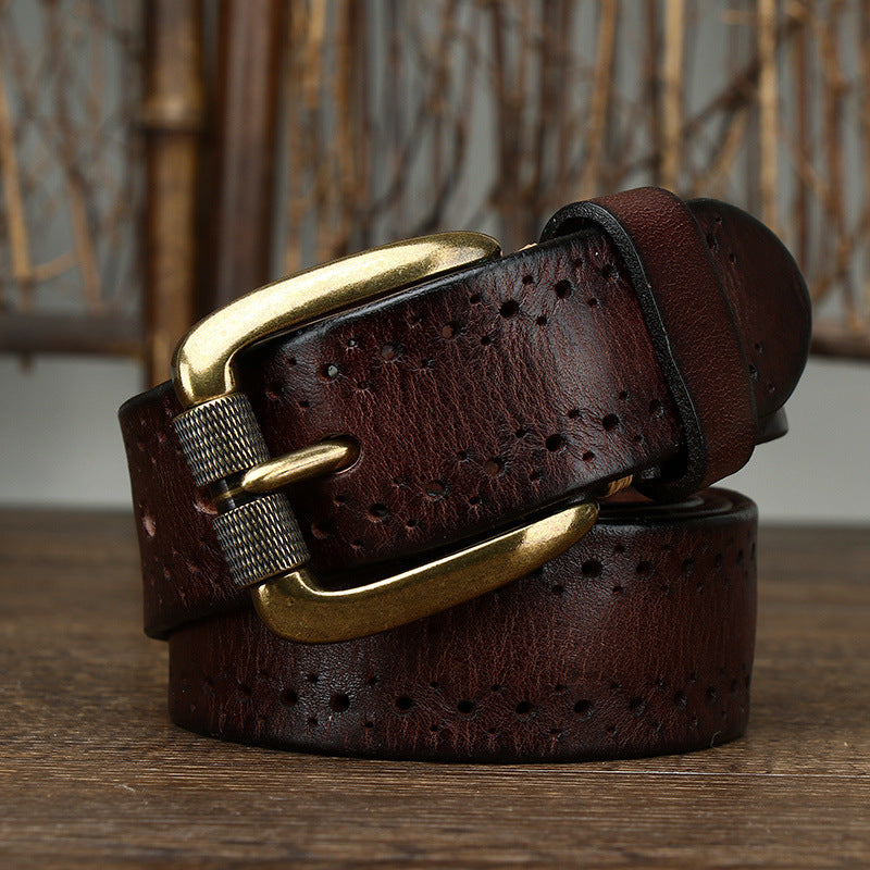 Ceinture d'épingle de première couche pour ceinture en cuir mengénien pour Jeans