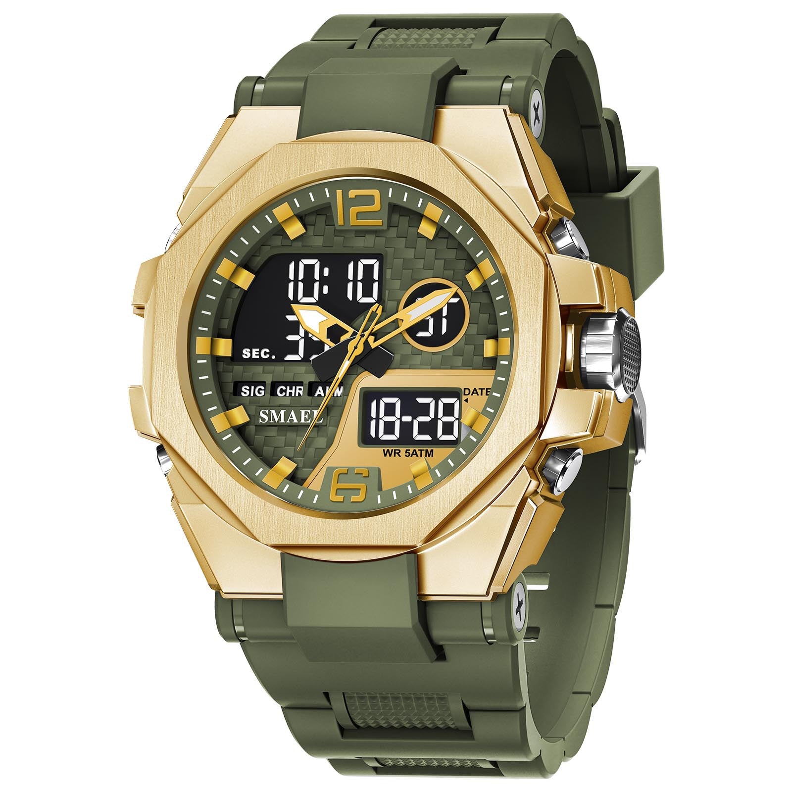 Hommes Sport Outdoor Alliage tactique Montre double affichage