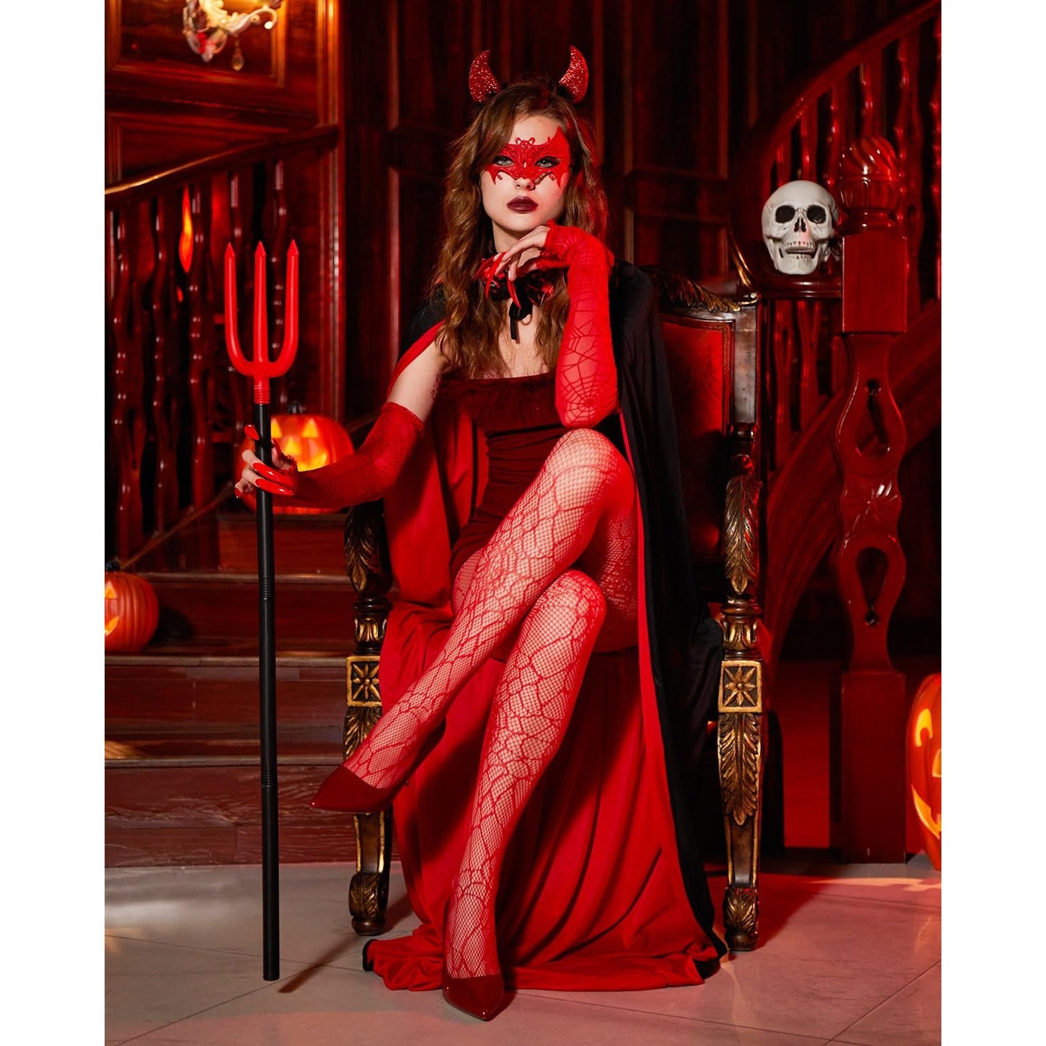 Costume du diable des femmes de 7 pièces
