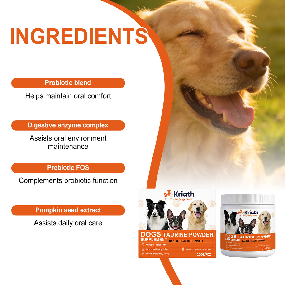 Supplément de poudre Taurine pour chiens