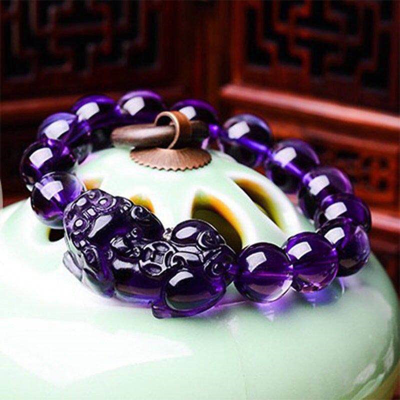 Diffusion en direct populaire Améthyst Pixiu Bracelet Améthyst Perles Bracelet pour attirer la richesse