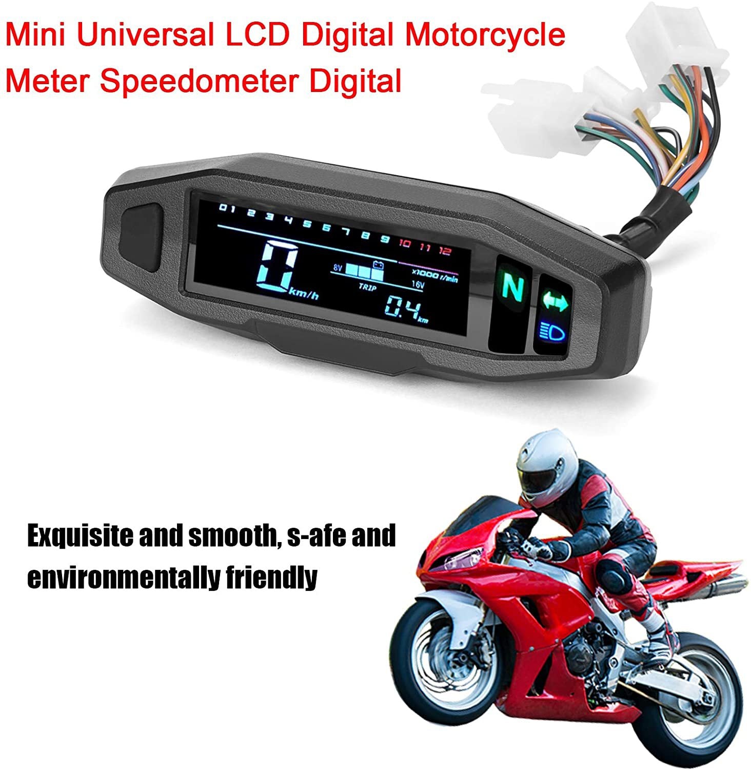 Moto Mini Speedomètre HD Speed Gauge Ajustable LCD